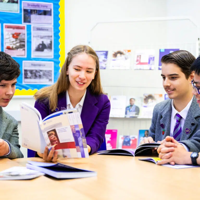 Senior students looking at further education options