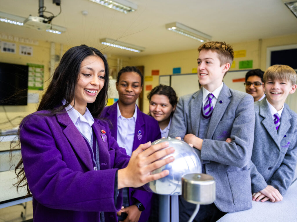 Senior students in science lab