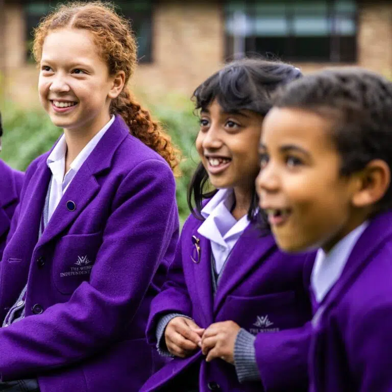 Mixed ages, Outside, Smiling students